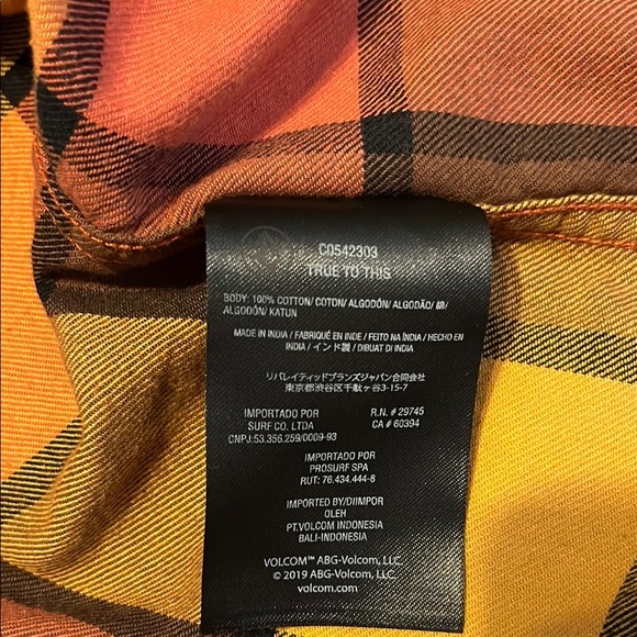 Volcom Kids Plaid Shirt - Orange, Yellow, Brown - Picture 10 of 11